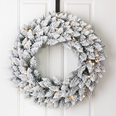 Heyder 24" W 35-Light Snow-Flocked LED Christmas Wreath