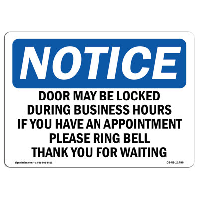 OSHA Notice - Door May Be Locked During Business Hours Sign
