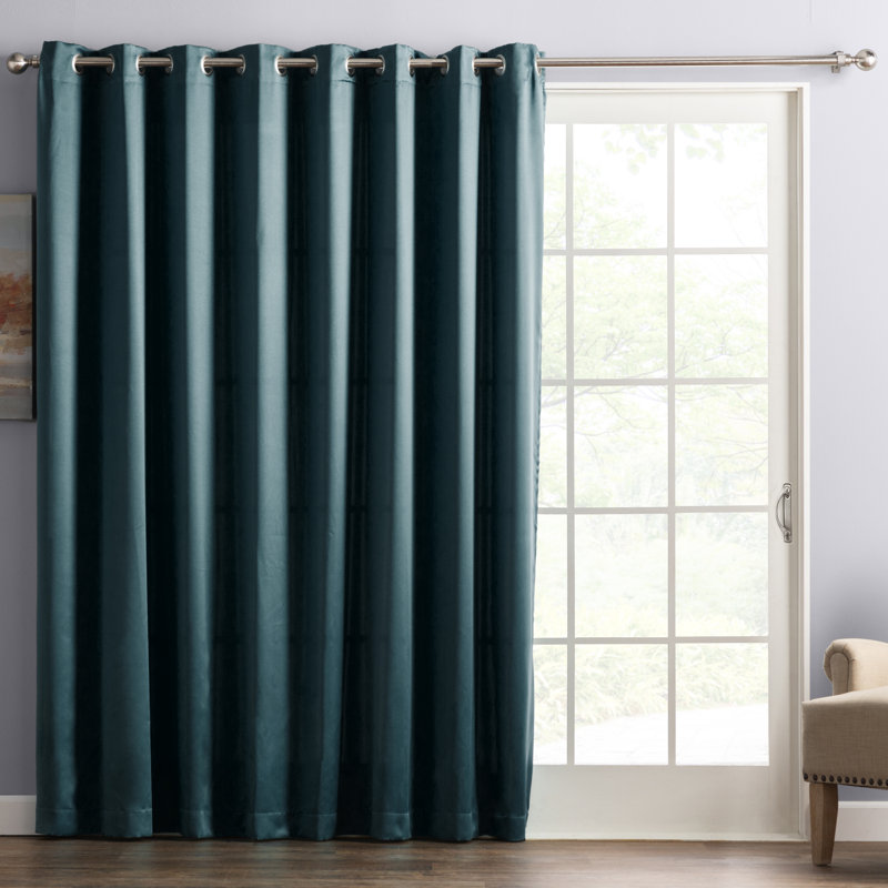 Polyester Room Darkening Noise Reducing Sliding Panel, Teal