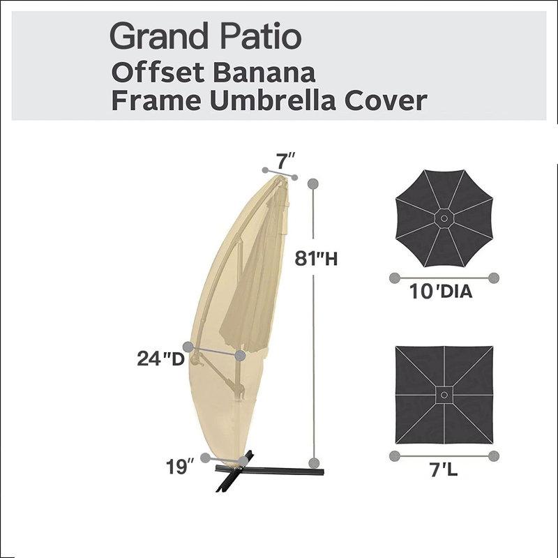 Housse de parasol imperméable en porte-à-faux, convient aux parapluies droits et décalés de 9 à 12 pi, paquet de 1, (beige)