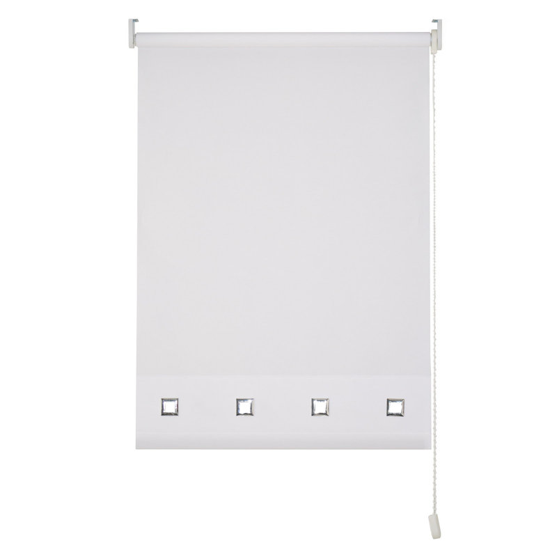Semi Sheer Daylight Roller Blind with Chrome Eyelet Detail, 210 cm L x 180 cm W, White