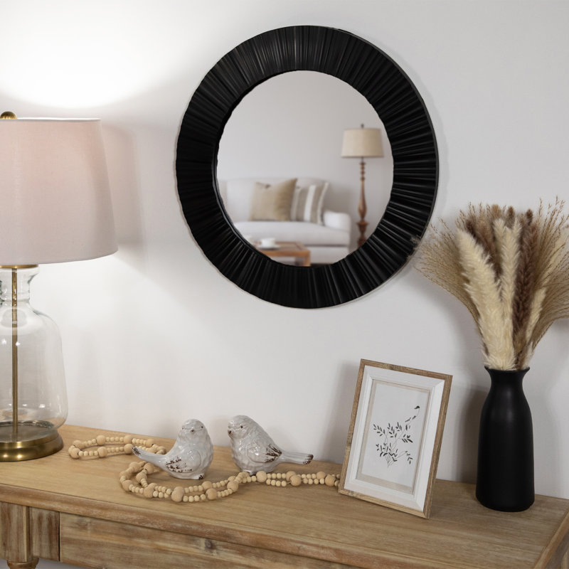 Sophisticated Gold Fluted 22" Round Wall Mirror