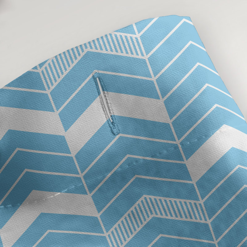 Rideau de douche simple à chevrons, Bleu sarcelle / blanc