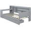 Lit de jour simple en bois gris avec bureau et rangement - Structure en bois de pin massif avec 3 grands tiroirs-1600772667-1600772645