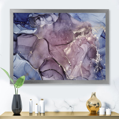 Gris et mauve, encre de marbre, impression sur toile murale moderne