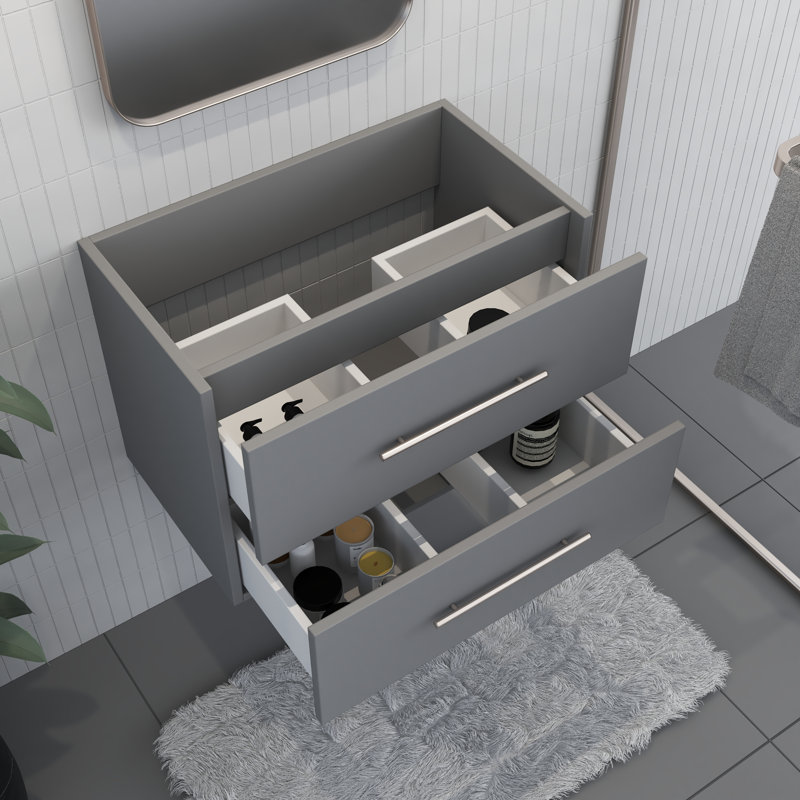 Base de meuble-lavabo mural simple 29 po Abdirahman, Gris