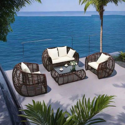 Canapé de patio imperméable en rotin