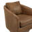 Genuine Leather Swivel Accent Chair with Solid Wood Base-122425417