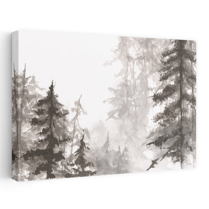 Pinescape V - noir, noir et blanc, H 16 po x l 24 po