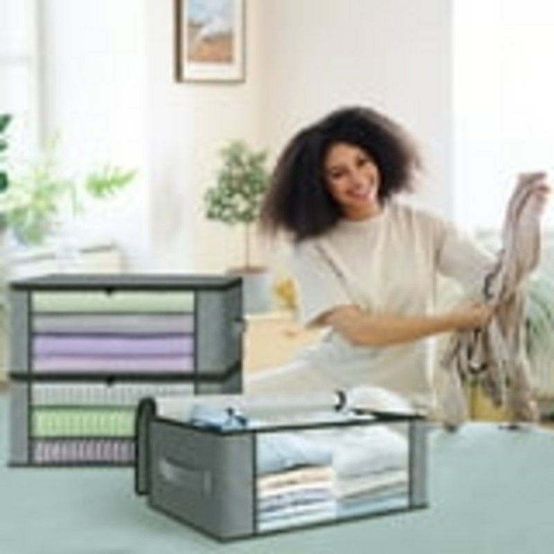 Large Clothes Organizer With Sturdy Handle, Storage Bags Foldable Storage Box For Comforters