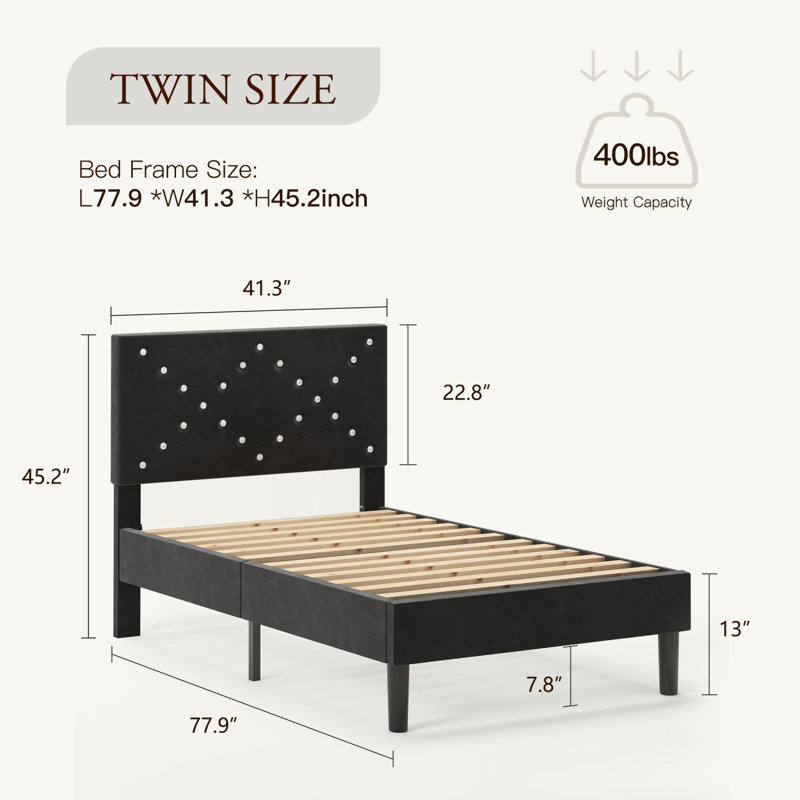Lit plateforme en tissu d'ameublement