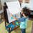 Wooden Storage Easel with Dry Erase and Chalkboard Surfaces, Children's Art Furniture - Espresso