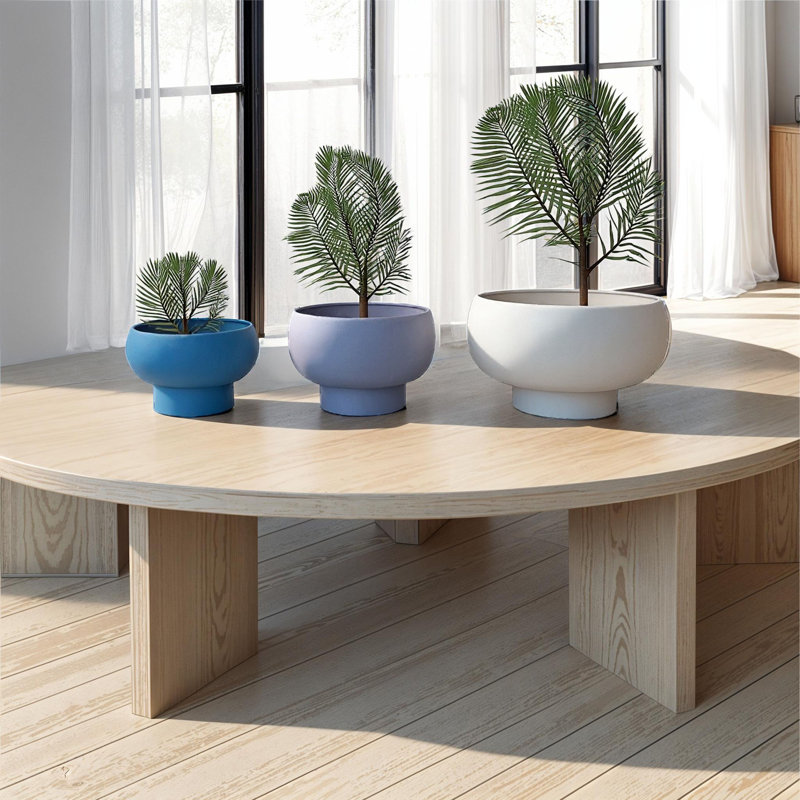 3-Piece Round Metal Footed Planters