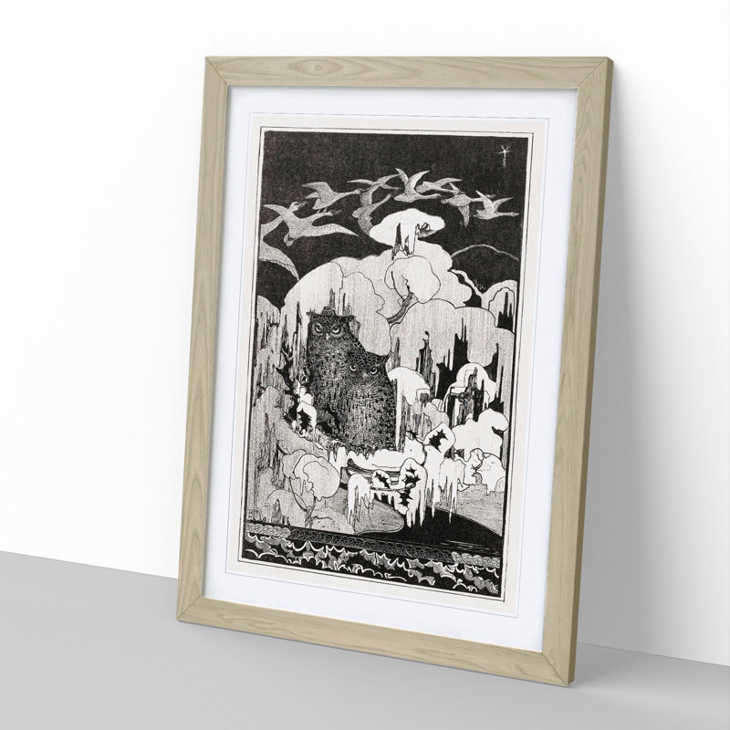Owls at Winter by Theo Van Hoytema - Picture Frame Painting, Oak Framed, 36cm H x 27cm W x 2cm D