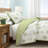 Green / White Palm Tree Reversible Coastal Quilt Set with Shams-110847221