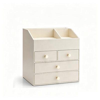 Faux Leather Compartment Makeup Organiser
