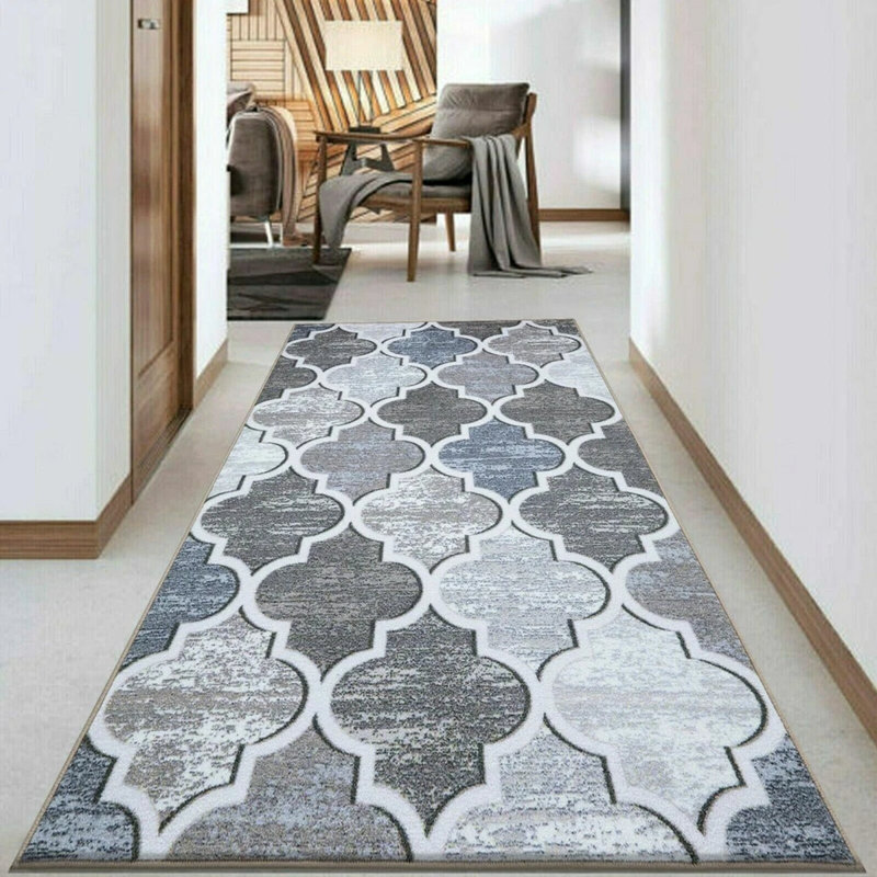 Modern Beige Geometric Area Rug & Runner – Non Slip Large Living Room, Bedroom, Hallway & Kitchen Carpet