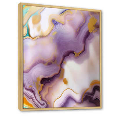 Art liquide, agate mauve et jaune sur toile