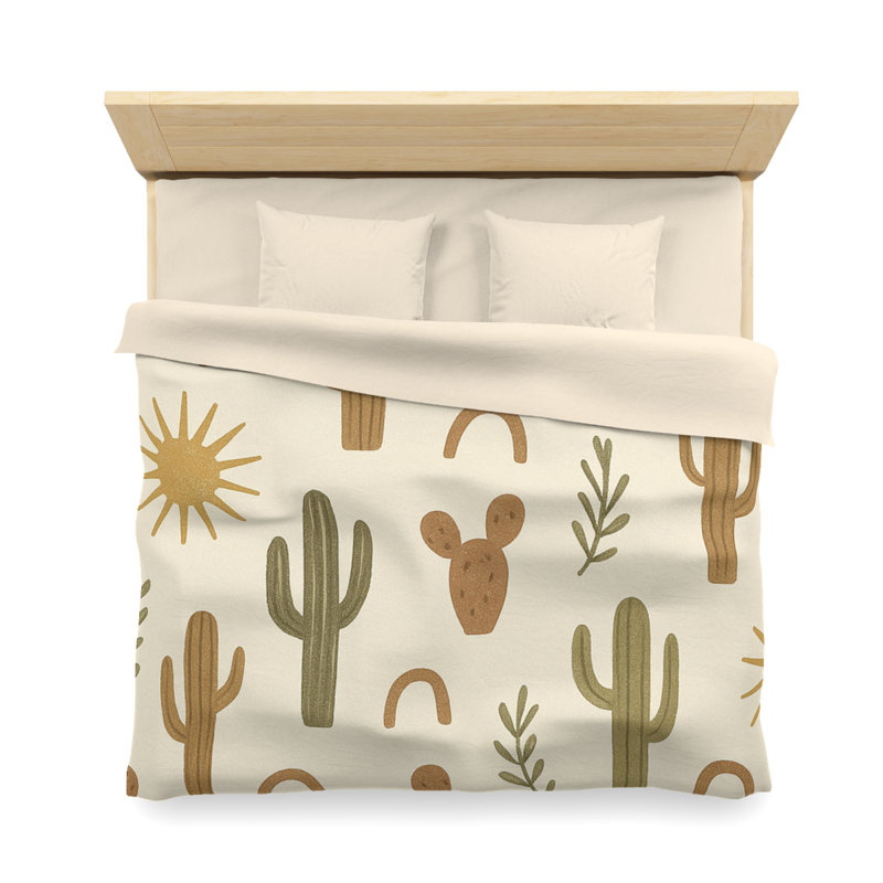 Microfiber Duvet Cover Boho Style, Design 22, King Duvet Cover, Olive/Brown/Cream