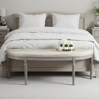 Banc rembourré capitonné beige clair Coastal