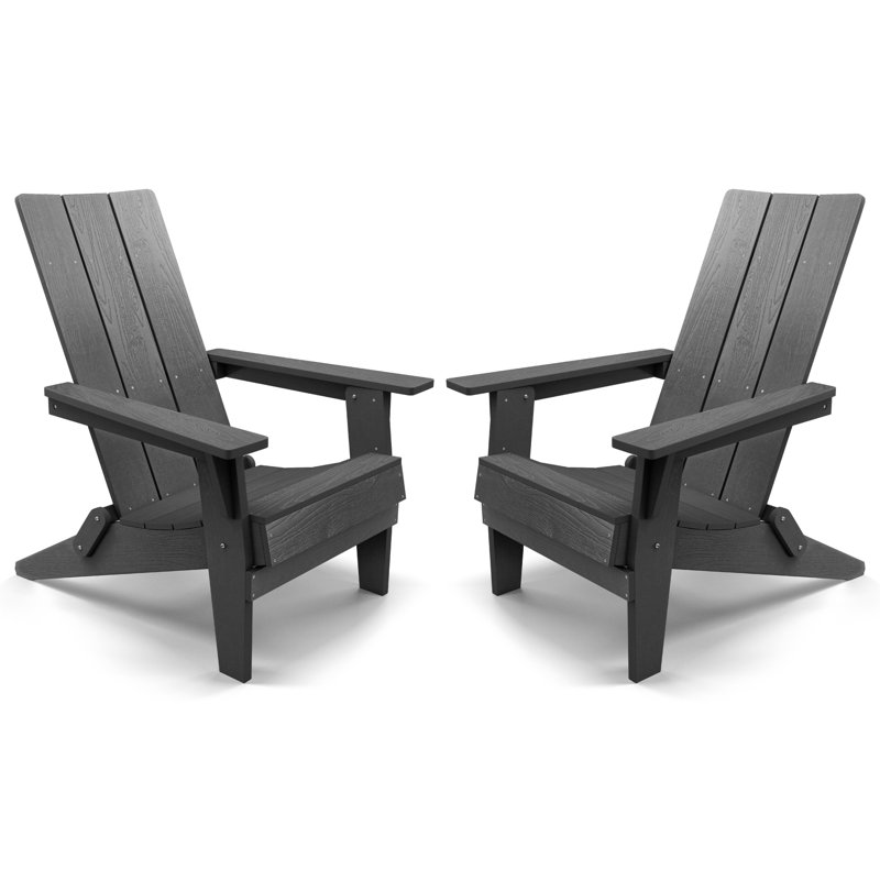 Allurine Foldable Outdoor Adirondack Chair, Black