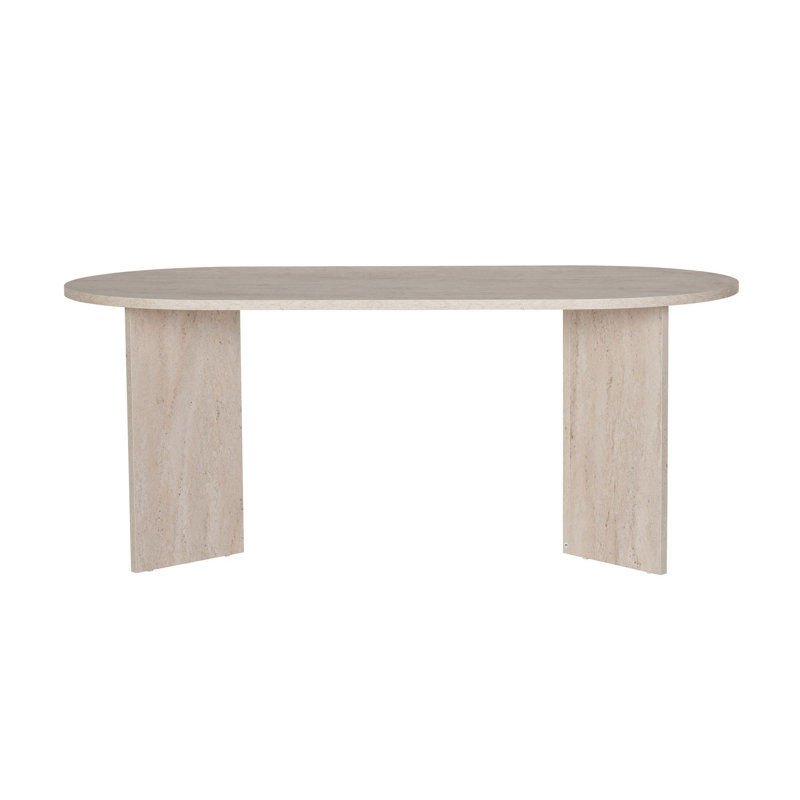 Teiah Dining Table, 75cm H x 180cm W x 90cm D, Travertine
