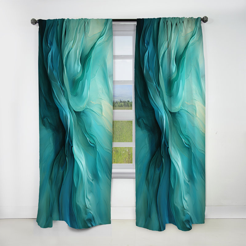 Turquoise Tranquility V - rideau occultant nature paysages abstraits - 1 panneau, L 52 po x L 108 po
