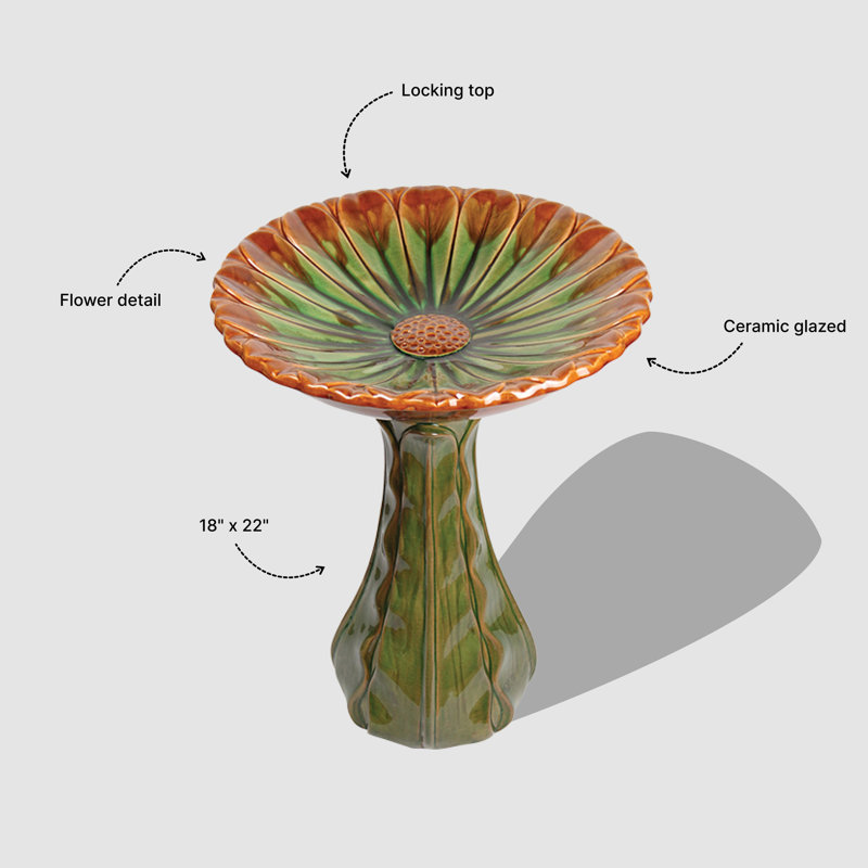 Baignoire pour oiseaux en céramique 22 po pour l'extérieur Aspen & Fig