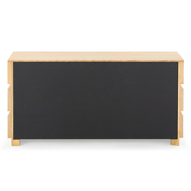 Titus 6 Drawer Stacked Dresser, Oak