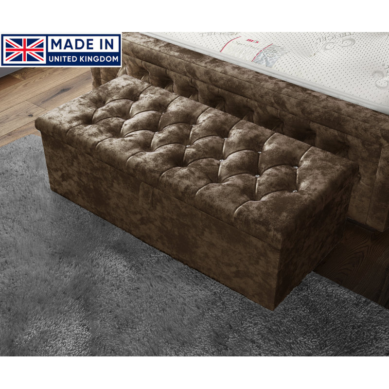 Hillhouse 102cm Wide Tufted Rectangle Ottoman Storage Box with Hydrolic Arm, Truffle
