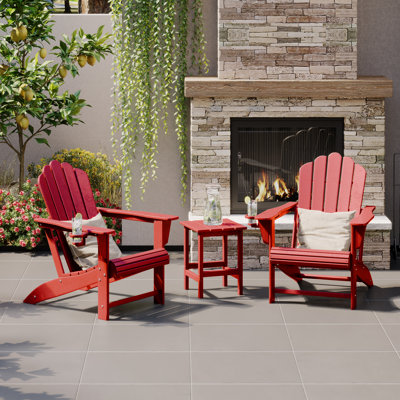 Ensemble de 3 chaises d'extérieur en poly Adirondack avec table d'appoint
