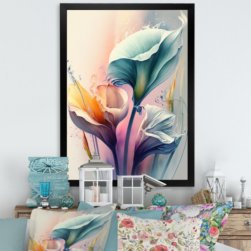 «Colorful Cally Lilies II», reproduction sur toile, Toile encadrée noire à coins fermés, H 32 po x l 24 po x P 1 po