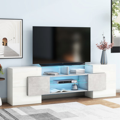 Fascinant meuble télé avec tablettes en verre et armoire contemporaine à 2 tablettes trempées
