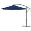 Parasol en porte-à-faux en polyester résistant aux rayons UV avec inclinaison à manivelle, bleu profond, diamètre de 10 pi