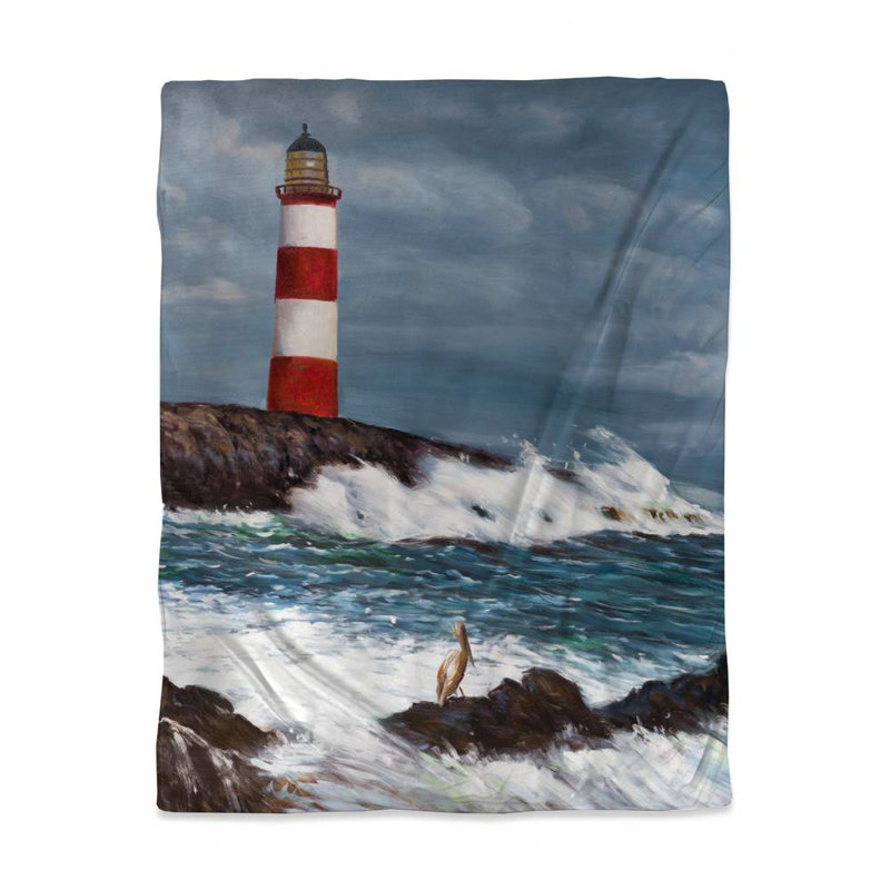 Blue Coastal Duvet Cover - Lighthouse at the Edge of the Sea