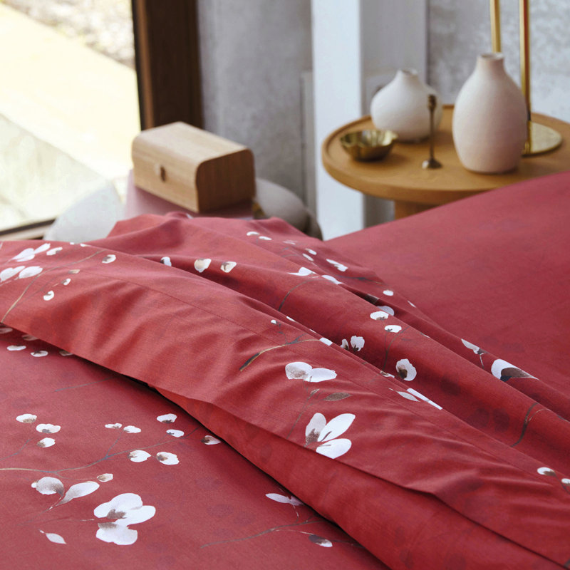 Minimaliste 100% Cotton Machine Printed Floral Fitted Sheet, Queen Fitted Sheet