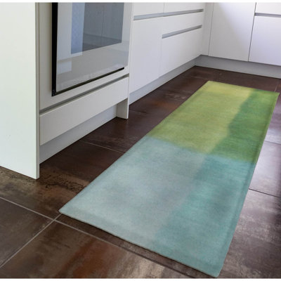 Tapis bleu en laine touffeté à la main Mullican