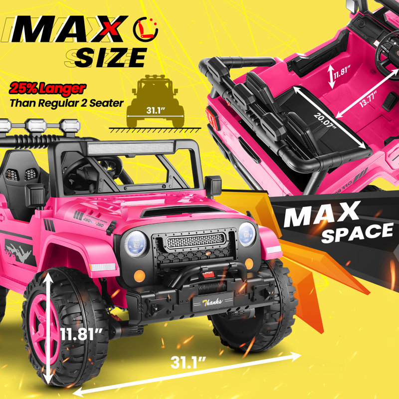 Rose Red 24V 2-Seater SUV Ride-On with Remote Control