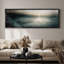 «Misty Blue Abstract Seascape Light Reflection Horizon», reproduction d'art encadrée-1924497004-1924497001