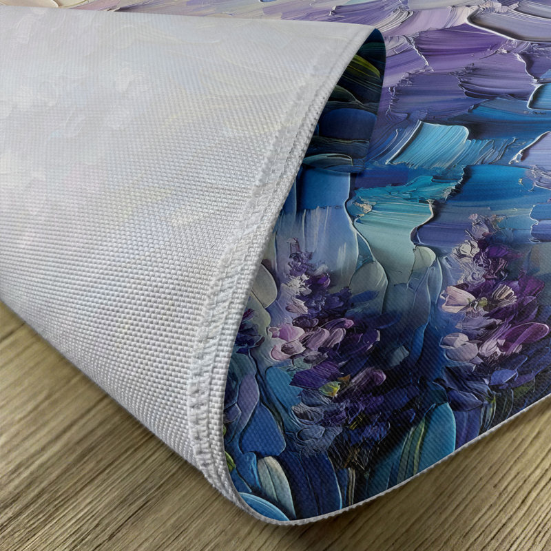 Azure Blue and Lilac Abstract Polyester Rectangle Placemats Set of 4