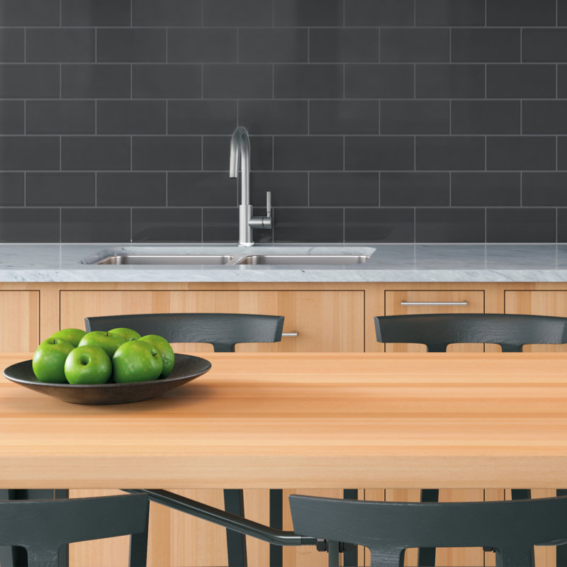 Love Note 3" x 6" Ceramic Wall Tile, Charcoal