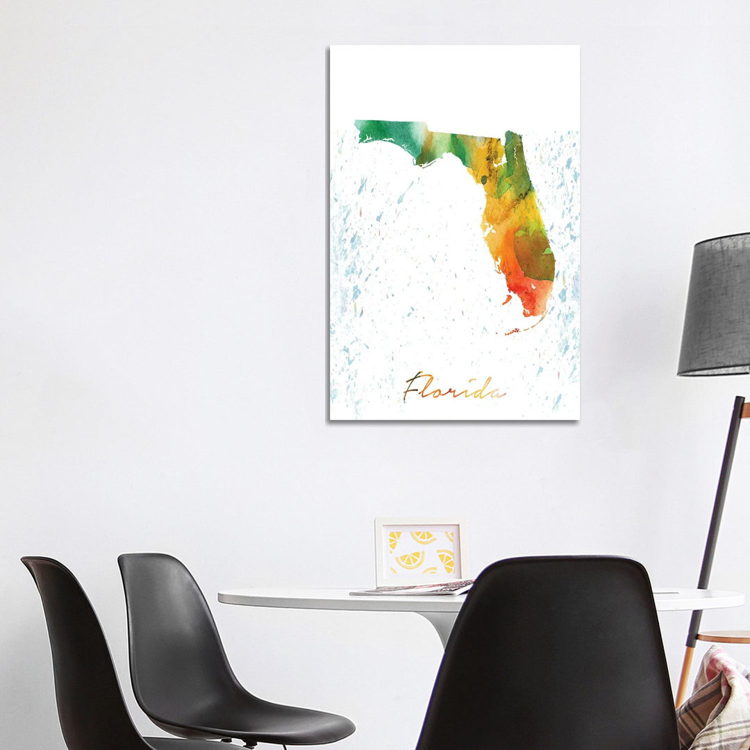 Florida State Colorful by WallDecorAddict - Wrapped Canvas Gallery-Wrapped Canvas Giclée