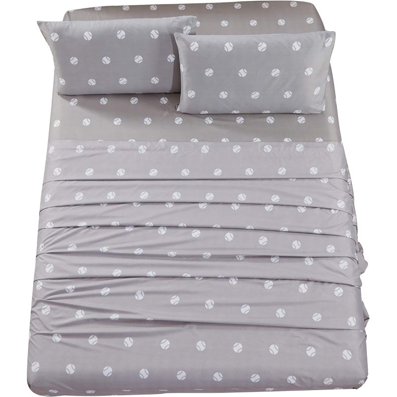Baseball Sports Microfiber Sheet Set, Twin XL Sheet Set with 1 Pillowcase