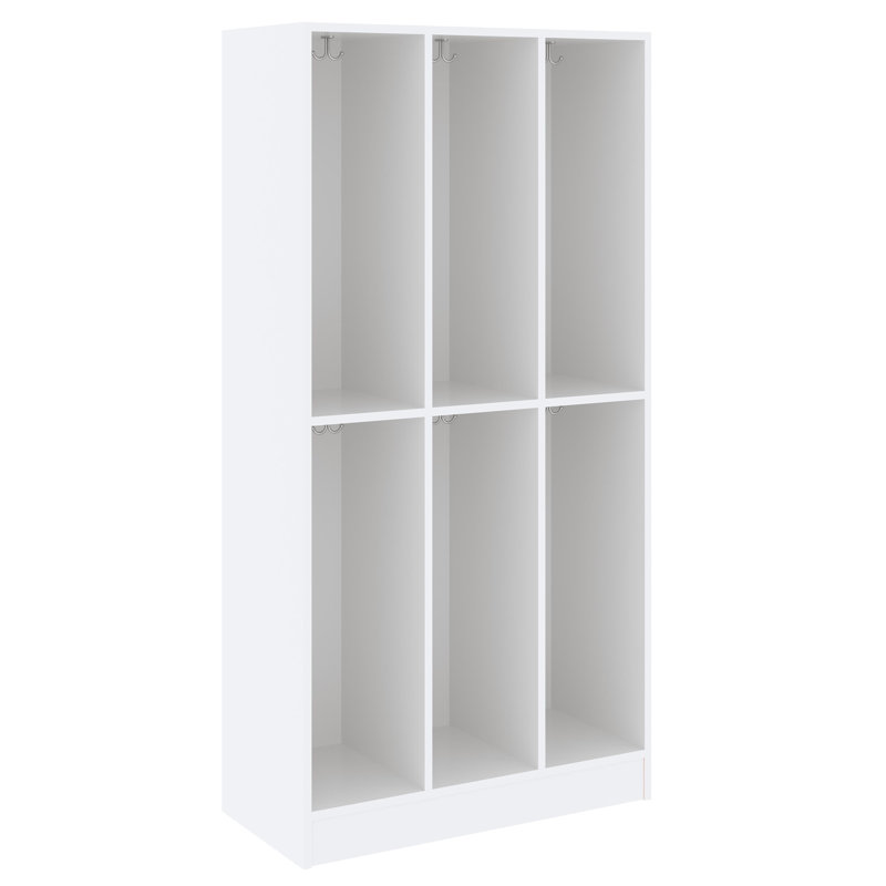 Armoire de salle de classe triple à six compartiments, 59" H x 36" W x 17" D, Terne