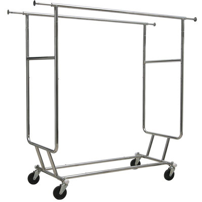 Metal Adjustable Rolling Industrial Pipe Clothing Rack