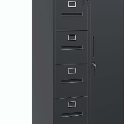 Metal Storage Vertical Filing Cabinet with Lock, Steel File Locker with 4 Drawers and 1 door