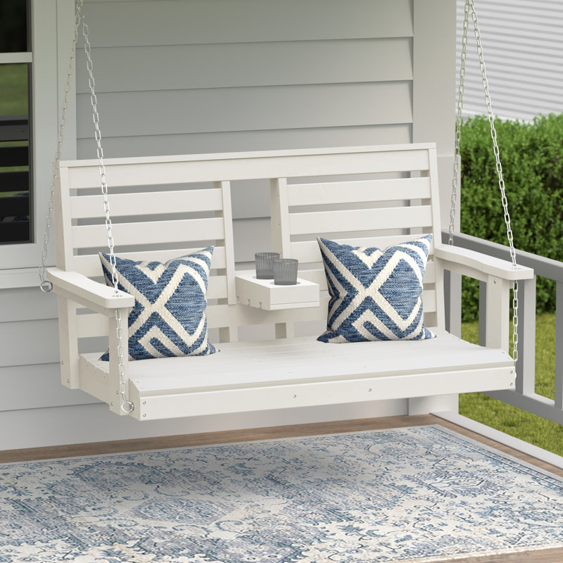 Portique en poly 54 po avec porte-gobelet pliant, Blanc