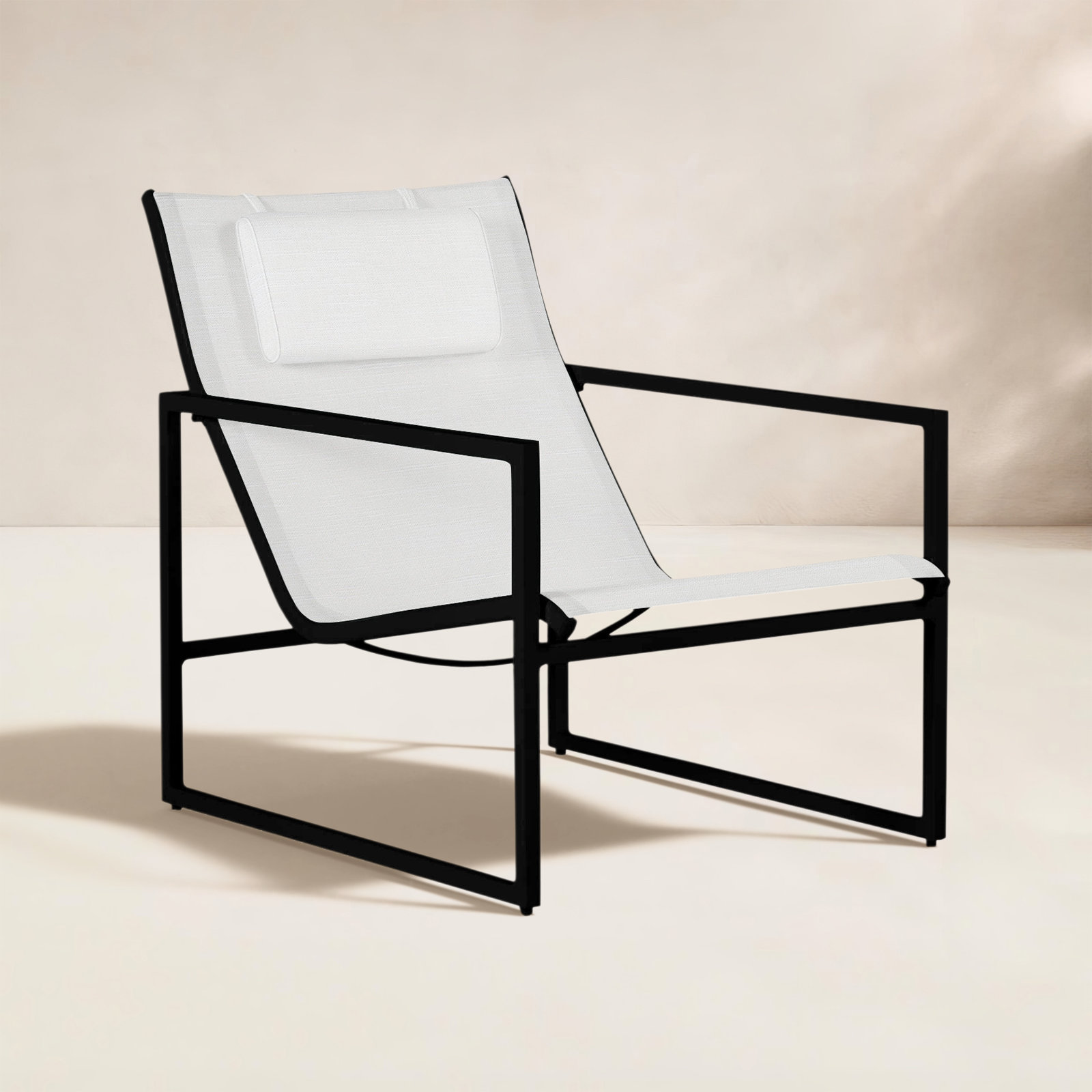 Serenata Sunbrella® Patio Lounge Chair, Welt, Paper Sky, Midnight/Black Sling