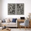 Abstrait botanique, "Boho, art floral noir et beige, images murales abstraites de style Mid-Century, impression sur toile encadrée, 2 pièces"-91069173-91069171