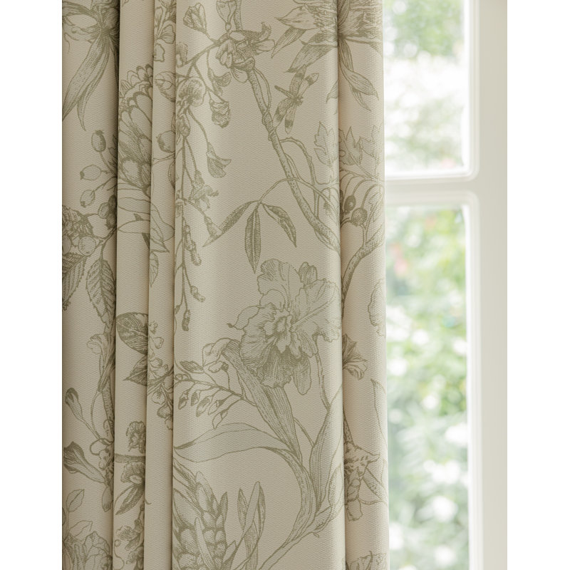Ella Room Darkening Curtain Panel Pair, 50" W x 90" L, Warm Ivory/Light Sage with Taupe Tone